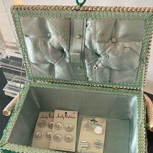 Vintage Sewing Basket & Buttons